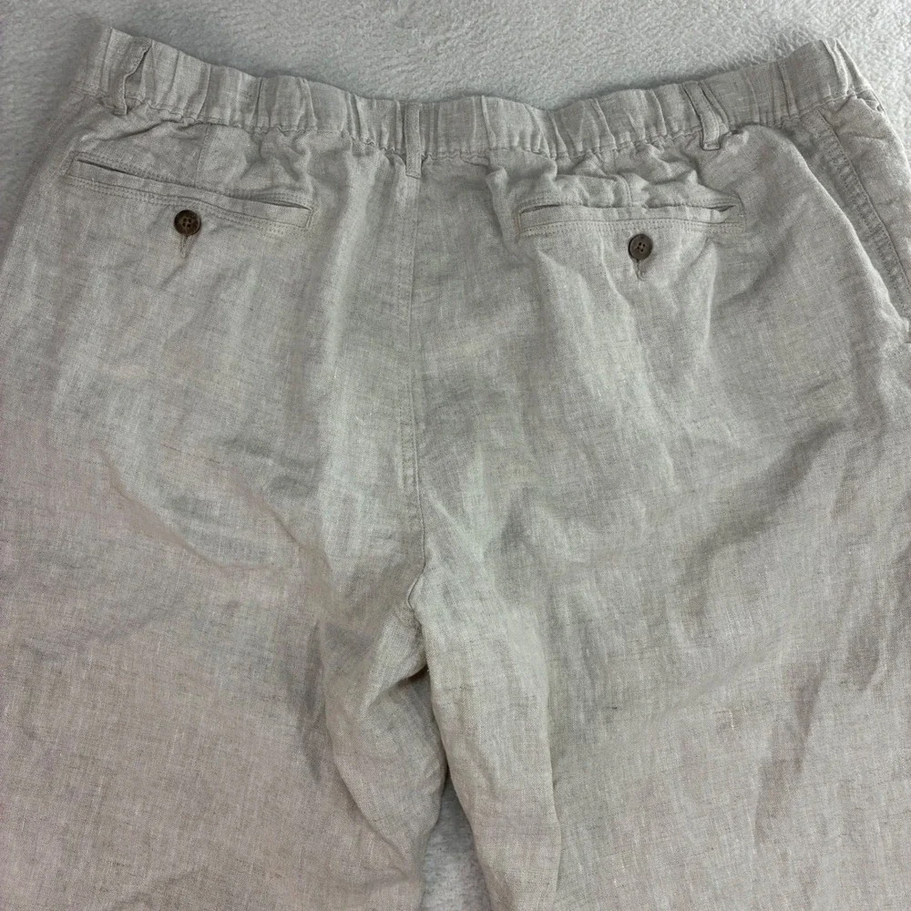 Caribbean Linen Pants Men 44x34 Beige Relaxed Drawstring Beach Coastal Summer